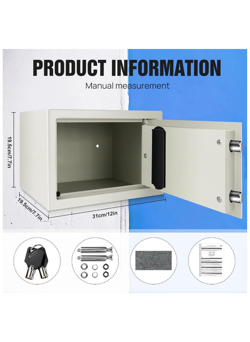 MAMATOONS - Steel Safe Box with Digital Keypad and Override Key Safe Box Cash Box for Home Office Jewelry Passport Watches Phone Cash Size 31 x 20 x 20cm 8.5L White - Image 1