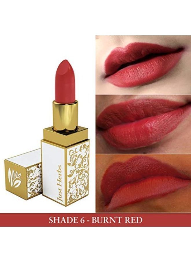 Just Herbs Ayurvedic Creamy Matte Lipstick For Moisturized Lips - Parabens & Chemical Free 06 Burnt Red (Half - Size) 1.8Gm  - Image 3