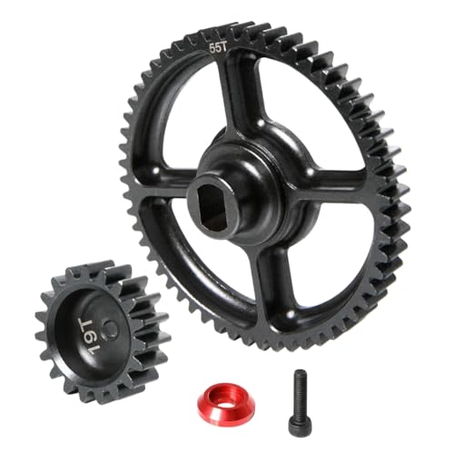 GTBRacing Steel 55T 19T Spur Gear Set for 15 RC Car HPI km rv Baja 5b ss 5sc Upgrade Part - Image 1