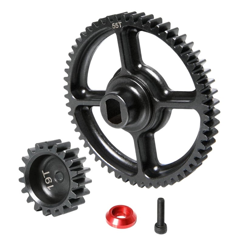 GTBRacing Steel 55T 19T Spur Gear Set for 15 RC Car HPI km rv Baja 5b ss 5sc Upgrade Part - Image 3