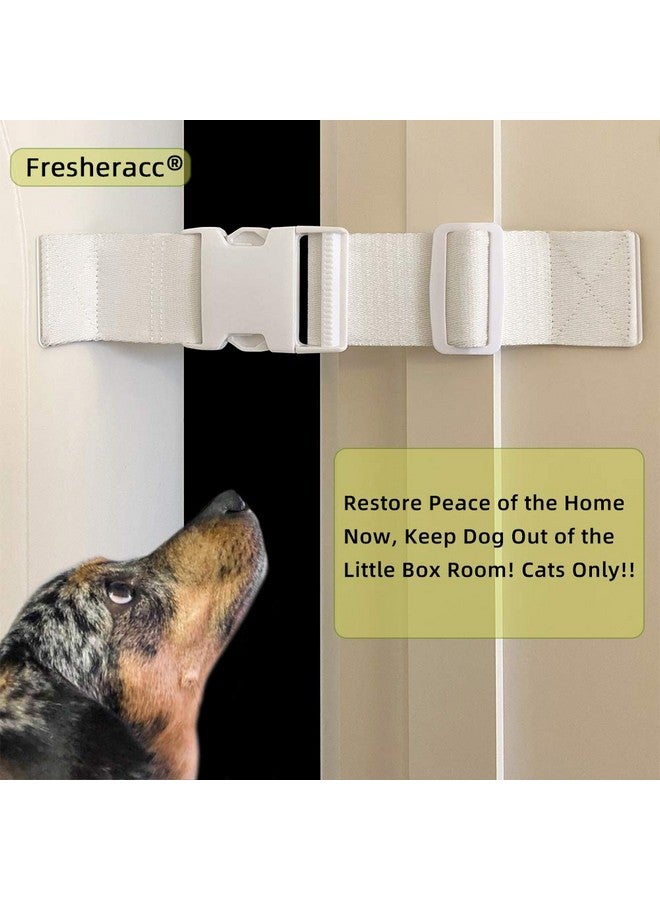 FresherAcc Child Proof Door Lock Latch with Adjustable Strap for Cat Litter Box Room, Cats Enter Easily But No Kids (2 Packs) Reusable Baby Safety Lock, Install in Seconds On Door Frame Only (White) - Image 4