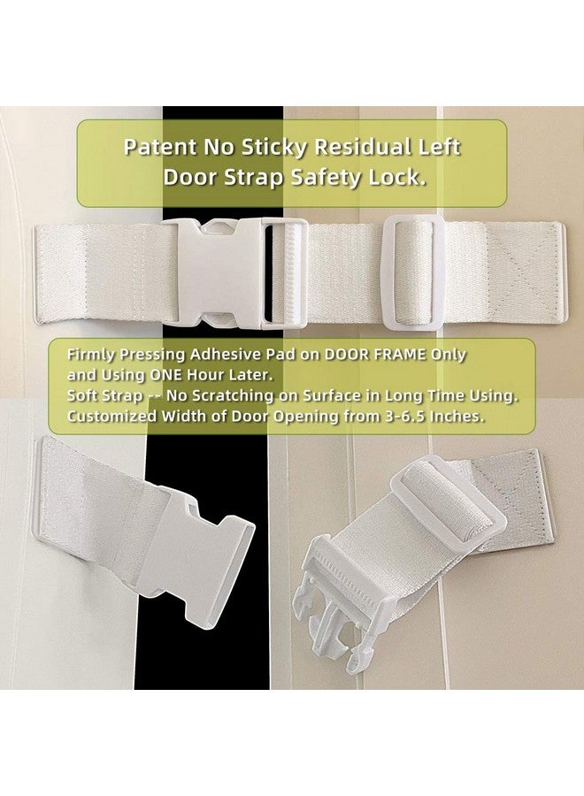 FresherAcc Child Proof Door Lock Latch with Adjustable Strap for Cat Litter Box Room, Cats Enter Easily But No Kids (2 Packs) Reusable Baby Safety Lock, Install in Seconds On Door Frame Only (White) - Image 3