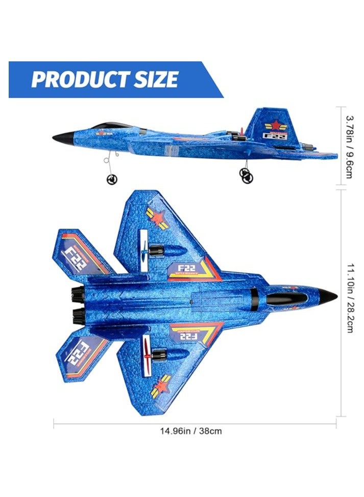 ANTSIR Remote Control Plane RTF F-22 Raptor, 2.4Ghz 6-axis Gyro RC Airplane with Light Strip, Jet Fighter Toy Gift for Kids Beginner (Blue) - Image 2