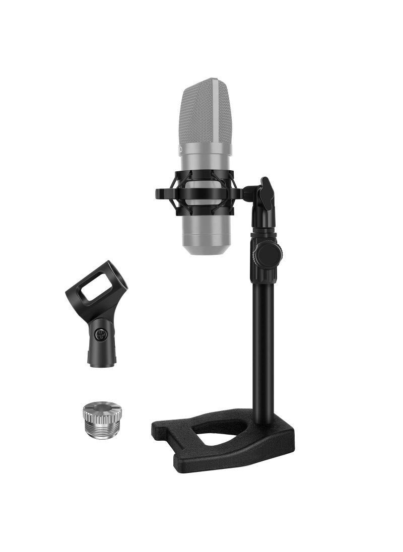 InnoGear Desktop Microphone Stand, Mic Stand Desk Table with Weighted Base Shock Mount Mic Clip 3/8" to 5/8" Adapter Adjustable Height for Hyper X QuadCast Fifine K669B AT2020 Shure SM58 PGA48