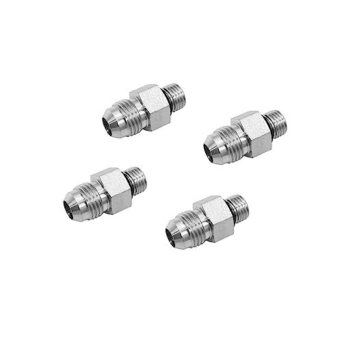 BEITERSTOE 4PACK 64000604O Hydraulic Hose Adapter Fitting 38 Male JIC 37 Flare 91618UNF 14 Male ORing Boss 71620UNF SAE Straight Pipe Joints Tube Connector Carbon Steel - Image 1