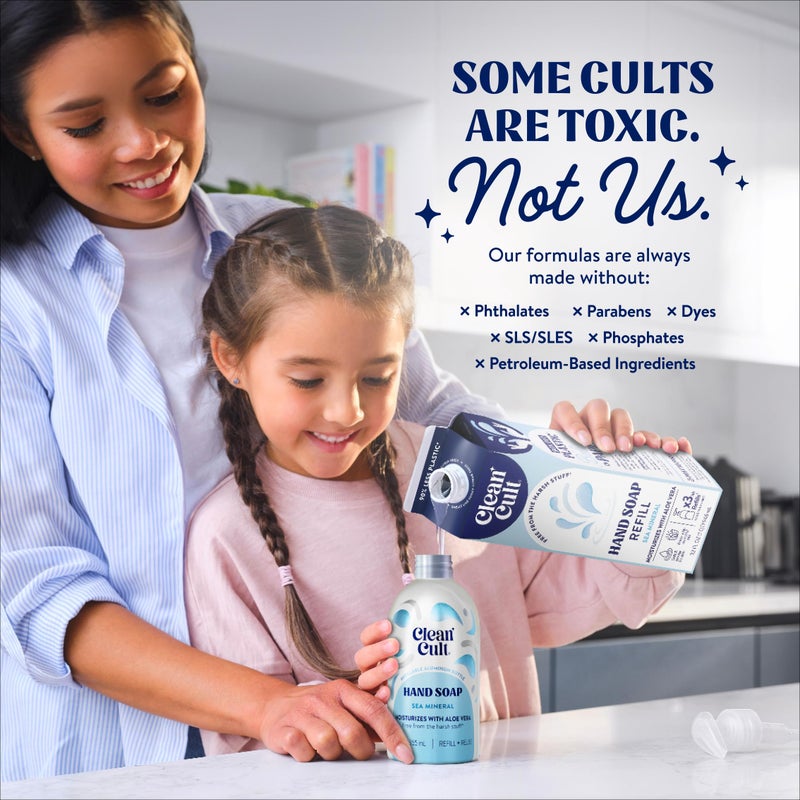 Cleancult - Liquid Hand Soap Refills - Sea Minerals - Gentle On Sensitive Skin - Made with Aloe Vera & Essential Oils - Eco Friendly - Paper-Based Packaging - 32 oz/3 Pack - Image 5