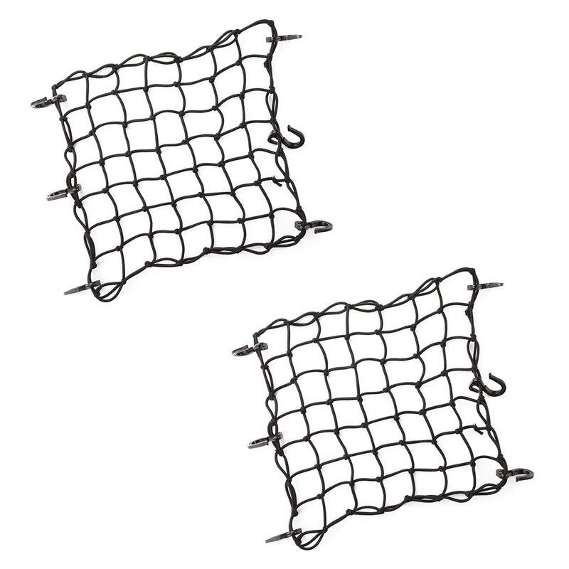 CZC AUTO Black Latex Bungee Cargo Net Stretch to 30"x30" Gear Helmet Luggage Netting with 2"X2" Small Mesh 6 Adjustable Plastic Hooks for Motorcycle Paddleboard Quad Canoe Moped ATV, 15"x15", 2 Pack - Image 1