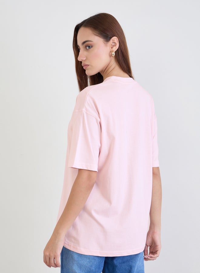 ستايلي تيشيرت واسع بطبعة كتابة - Image 5