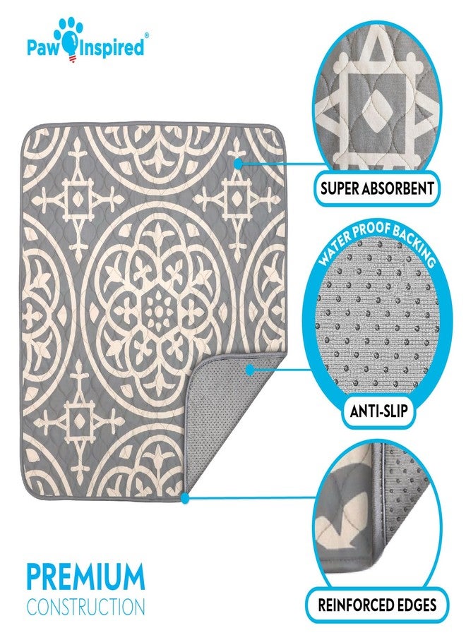 Paw Inspired Designer Print Dog Pads (2 Pack) | Premium Washable Pee Pads | Reusable Puppy Pads for Potty Training, Whelping, Waterproof Mat | Leakproof, Non-Slip Liner (Medallion Style, 36"x36" Size) - Image 4