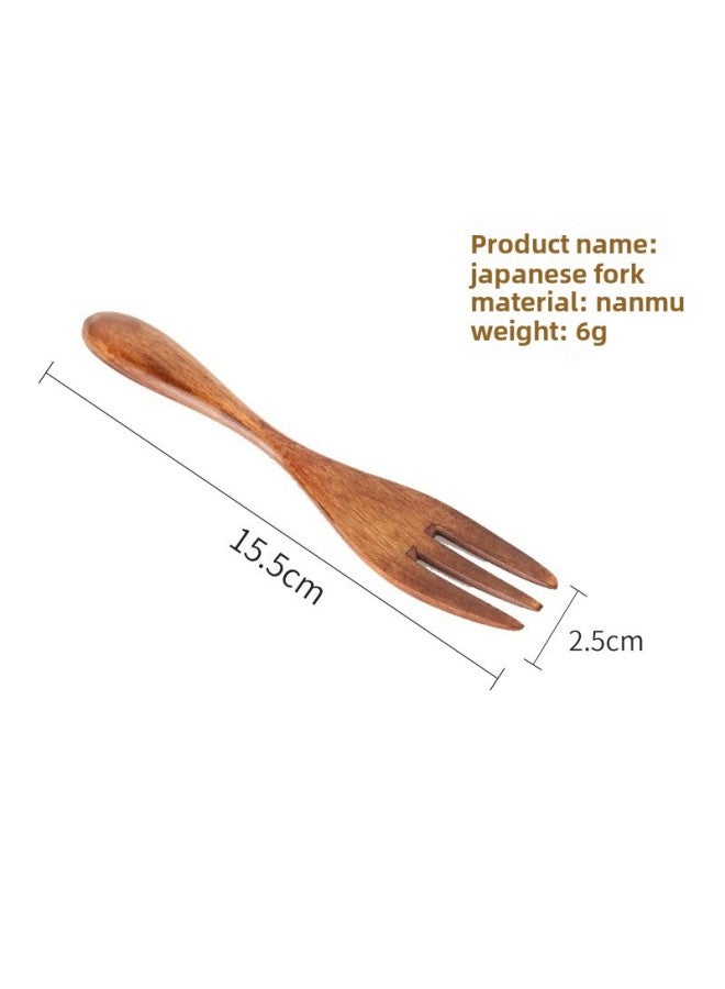 YUANJIN Yuan Hibiscus/ins Japanese-style Lotus Nanmu Log Fork Spoon Baby Complementary Fork Spoon High-end Tableware Suit-Specifications:Nanmu Single Fork  - Image 1
