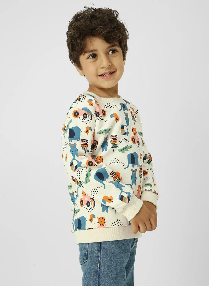 Nautinati Boys Playful Conversational Printed Sweatshirt