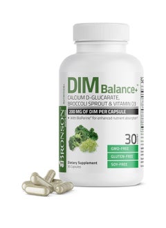 Bronson DIM Balance calcium D-Glucarate Broccoli Sprout & Vitamin D3 200MG 30 Count  - Image 1