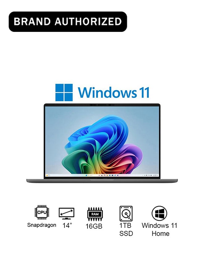 أسوس لابتوب زينبوك بشاشة OLED WUXGA (1920x1200) مقاس 14 بوصة، مع معالج Snapdragon X X126100 Purwa SE وNPU من Qualcomm Hexagon حتى 45TOPS/ذاكرة RAM سعة 16GB DDR5/قرص SSD سعة 1TB/رسومات Qualcomm Aderno/نظام Windows 11 Home/كاميرا بدقة Full HD + غلاف مجاني - Image 1