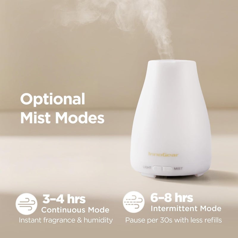 InnoGear Essential Oil Diffuser, Premium 5-in-1 Diffusers for Home Scent Aromatherapy Diffuser Air Desk Humidifier for Bedroom Large Room Office 7 Color LED 2 Mist Mode Waterless Auto Off, Basic White - Image 3