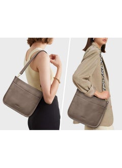 Kattee Genuine Leather Crossbody Bags For Women, Fashion Shoulder Purse, Hobo Handbags With Adjustable Strap, Khaki  - Image 2