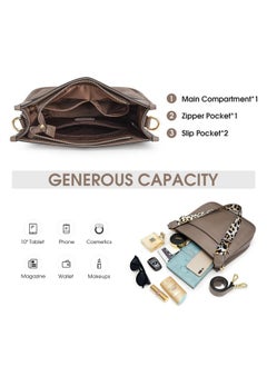 Kattee Genuine Leather Crossbody Bags For Women, Fashion Shoulder Purse, Hobo Handbags With Adjustable Strap, Khaki  - Image 4