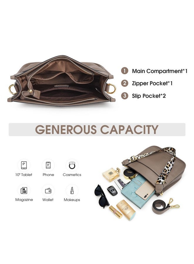 Kattee Genuine Leather Crossbody Bags For Women, Fashion Shoulder Purse, Hobo Handbags With Adjustable Strap, Khaki - Image 4
