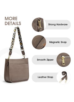 Kattee Genuine Leather Crossbody Bags For Women, Fashion Shoulder Purse, Hobo Handbags With Adjustable Strap, Khaki  - Image 5