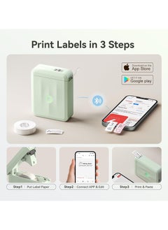 NIIMBOT D110 Upgraded Version Mini Label Maker Machine D110-M Label Printer with 15mm Printing Width, Portable Bluetooth Thermal Printer, Sticker Maker with Multiple Templates, with 1 Roll 12*40mm White Tape for Office Organization Home Kitchen School, Green  - Image 5