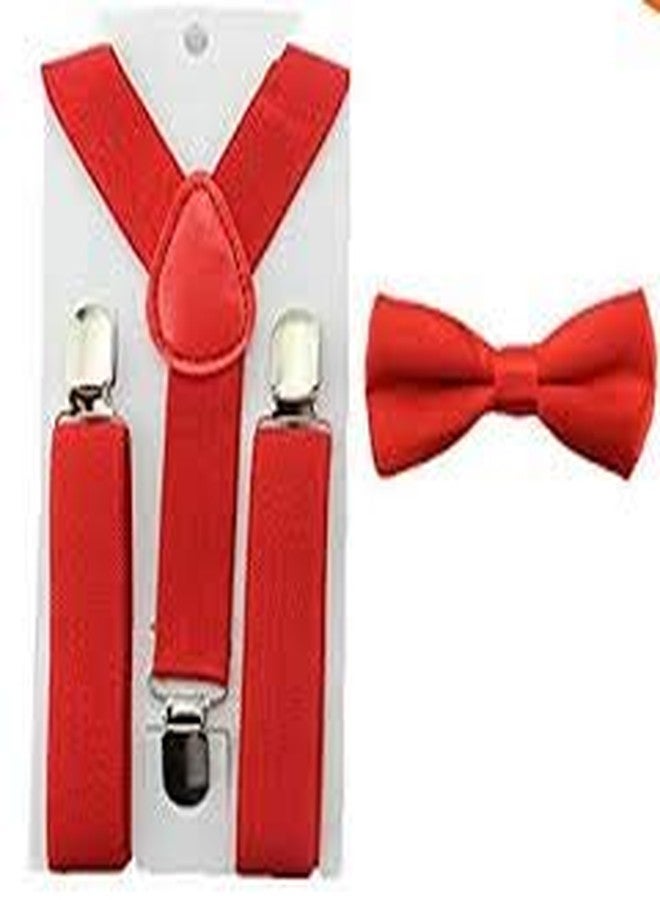 CLOTHERA طقم حمالات وبو Tie للأطفال من 1 إلى 4 سنوات - أحمر - Image 3