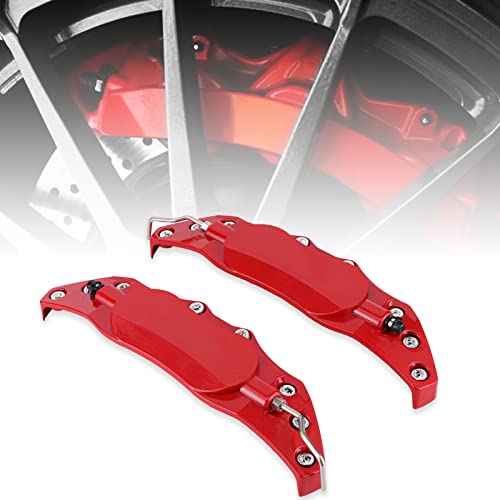 EVGATSAUTO Brake Caliper Covers, 2Pcs 27.5 x 7.5 x 5cm / 10.8 x 3 x 2in Aluminum Alloy Red Disc Brake Caliper Cover Car Universal Disc Brake Caliper Fake Covers Left amp Right Accessories Refit(L) - Image 1
