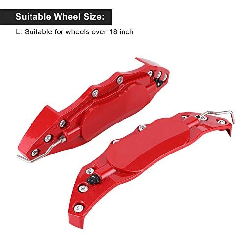 EVGATSAUTO Brake Caliper Covers, 2Pcs 27.5 x 7.5 x 5cm / 10.8 x 3 x 2in Aluminum Alloy Red Disc Brake Caliper Cover Car Universal Disc Brake Caliper Fake Covers Left amp Right Accessories Refit(L) - Image 5