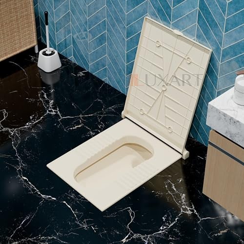 LUXART Indian Toilet Cover Square 56L x 42W | 21 Inch Ivory Orissa Pan Toilet Seat Cover | PP Commode Seat Cover | Lid for Indian Commodes with Easy Installation Kit - Image 3