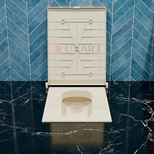 LUXART Indian Toilet Cover Square 56L x 42W | 21 Inch Ivory Orissa Pan Toilet Seat Cover | PP Commode Seat Cover | Lid for Indian Commodes with Easy Installation Kit - Image 5