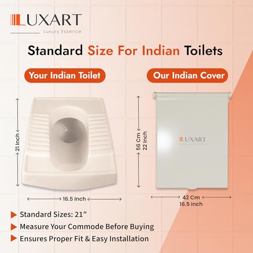 LUXART Indian Toilet Cover Square 56L x 42W | 21 Inch Ivory Orissa Pan Toilet Seat Cover | PP Commode Seat Cover | Lid for Indian Commodes with Easy Installation Kit - Image 2