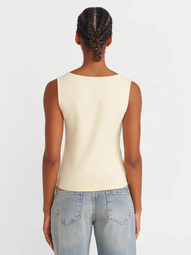 Dilvin DILVIN Sleeveless Slim-Fit Jersey Blouse With Zip