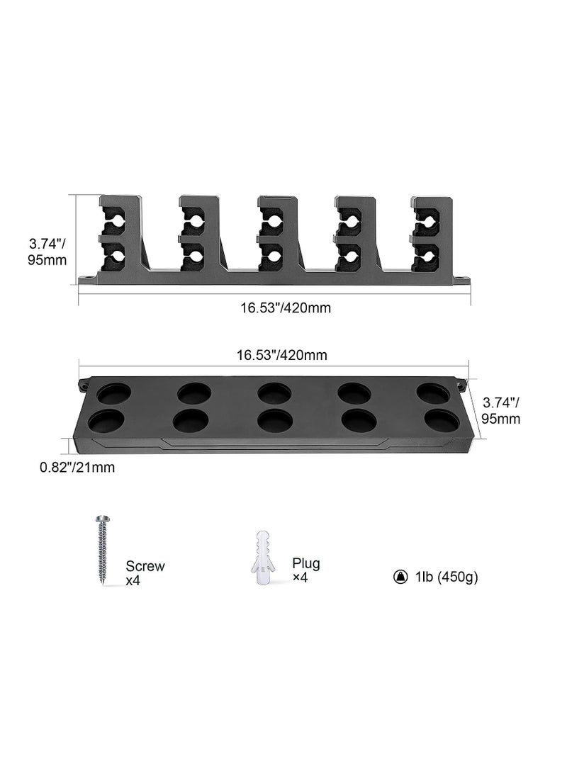 KASTWAVE Fishing Pole Holder Black Wall Mounted Fishing Rod Holders for Garage Vertical Horizontal Ceiling Three Installation Methods ABS Plastic Store Up to 10 Rods to Save Your Space - Image 2