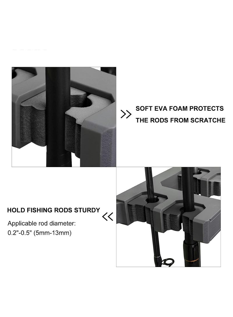 KASTWAVE Fishing Pole Holder Black Wall Mounted Fishing Rod Holders for Garage Vertical Horizontal Ceiling Three Installation Methods ABS Plastic Store Up to 10 Rods to Save Your Space - Image 5