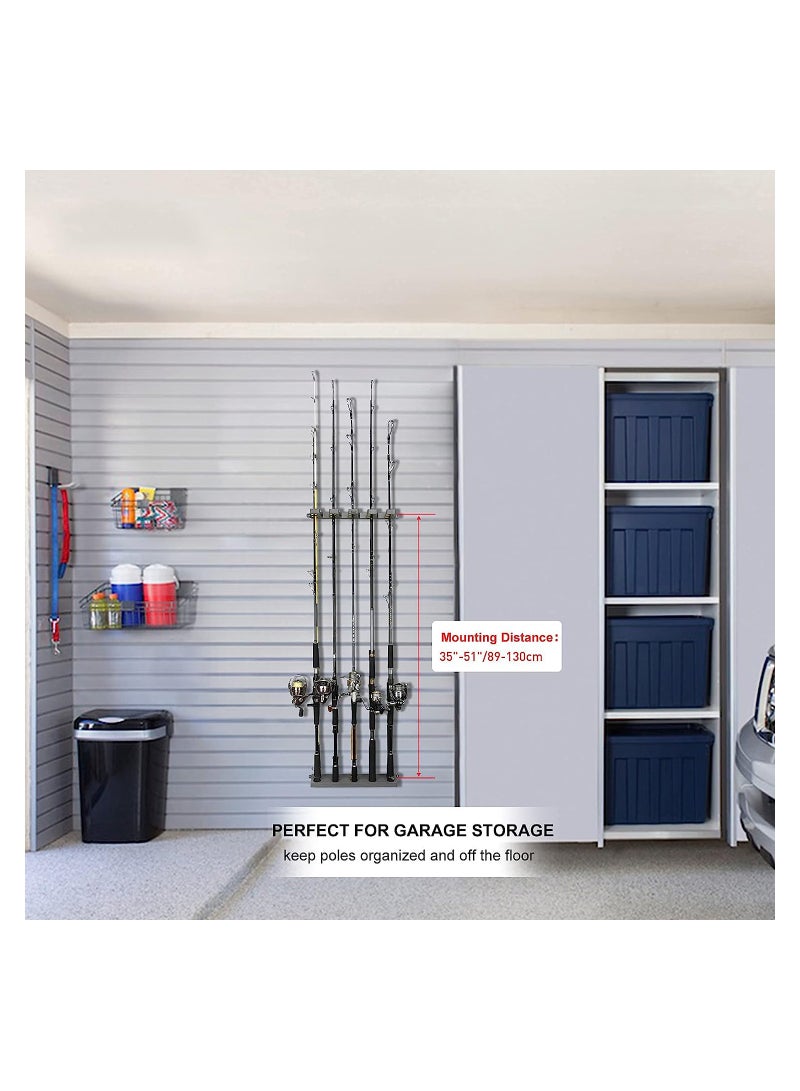 KASTWAVE Fishing Pole Holder Black Wall Mounted Fishing Rod Holders for Garage Vertical Horizontal Ceiling Three Installation Methods ABS Plastic Store Up to 10 Rods to Save Your Space - Image 3