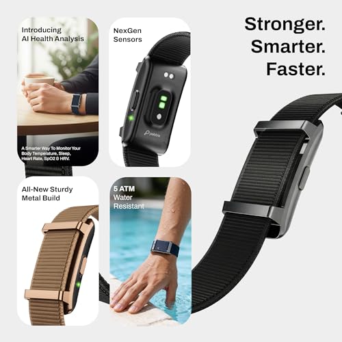 Pebble سوار بيبل كوير 2 الذكي لمراقبة معدل ضربات القلب | SpO2 | HRV | مراقبة درجة حرارة الجسم | متتبع النوم | مقاوم للماء حتى 5ATM | أوضاع رياضية متعددة | هيكل معدني فاخر (بني قمري) - Image 2
