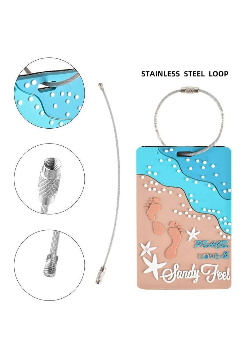 Y&D 6Pcs Luggage Tag, Waterproof ID Tag Multicolor Aircraft Suitcase Identification with Loop, Cute Summer Beach Vacation Travel Theme, Plastic for Women, Men  - Image 3