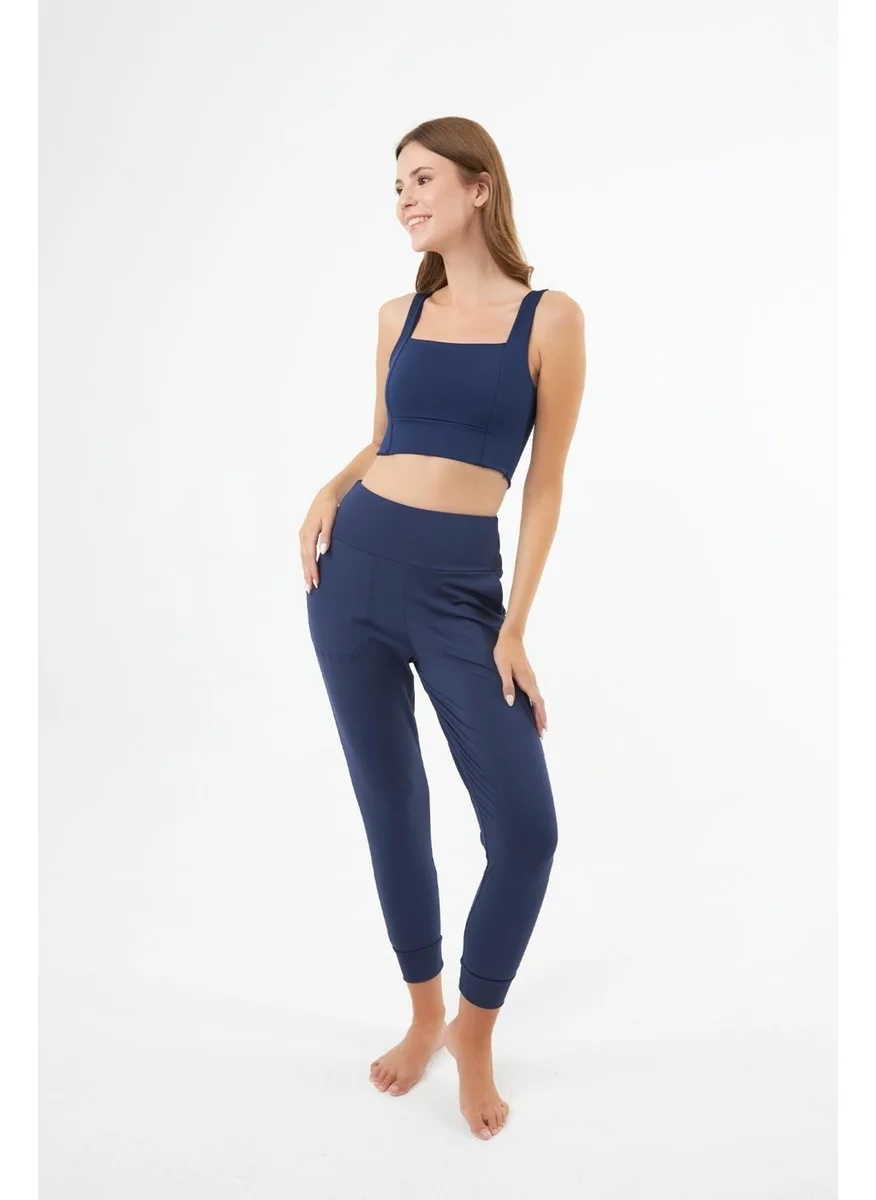 كوتن هيل Navy Blue Square Neck Crop Top Bustier