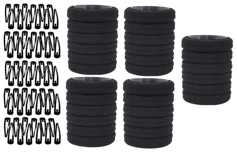 MANODHRUVA Combo of Women's 60 Pcs Tic Tac Hair Clips and 30 Pcs of Black Rubber Bands, - Image 1