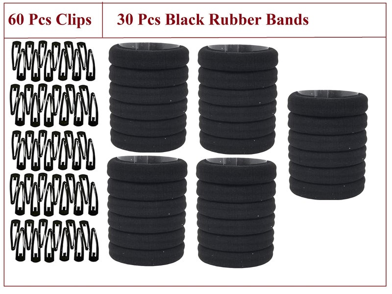 MANODHRUVA Combo of Women's 60 Pcs Tic Tac Hair Clips and 30 Pcs of Black Rubber Bands, - Image 2