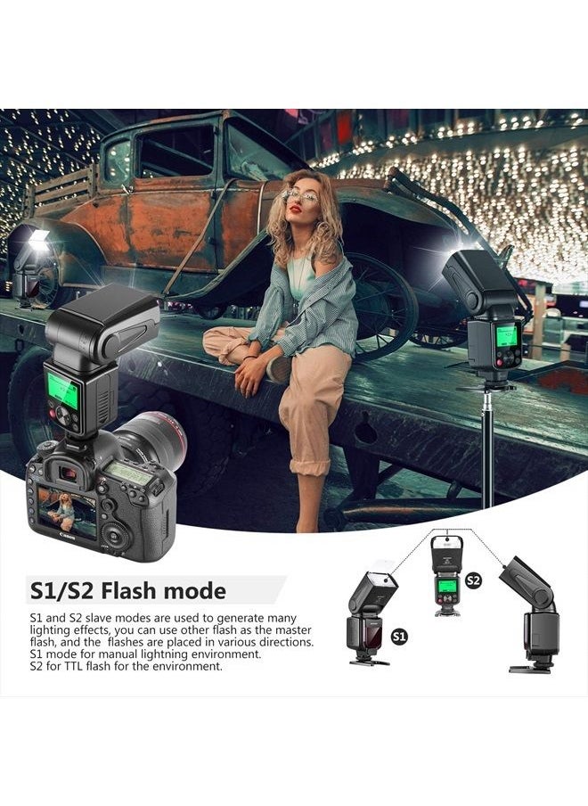 Neewer - NW-670 TTL Flash Speedlite with LCD Display for Canon 7D Mark II, 5D Mark II III, IV,1300D, 1200D, 1100D, 750D, 700D, 650D, 600D, 550D, 500D, 100D, 80D, 70D, 60D and Other Canon DSLR Cameras - Image 1
