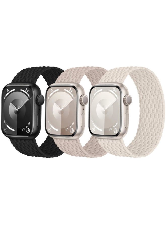 Knossen 3 Pack Stretchy Braided Solo Loop Compatible with Apple Watch Band 40mm 41mm 42mm 38mm 44mm 45mm 46mm 49mm Women Men, Elastic Nylon Solace Straps for iWatch Series 10 9 8 7 6 5 4 3 Ultra 2 SE 2 - Image 1