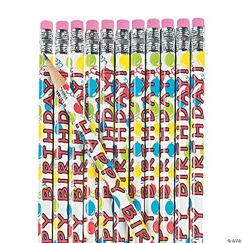 Fun Express Happy Birthday Pencils Set of 24 Birthday Party Supplies and Teacher Classroom Rewards - Image 1