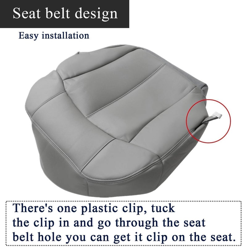NLQR 922/122 Pewter Gray Driver & Passenger Bottom & Top Lean Back Replacement Seat Covers & Driver Side Foam Cushion & Armrest Covers fit for Chevy Silverado Tahoe Suburban GMC Sierra 1999-2002 - Image 5