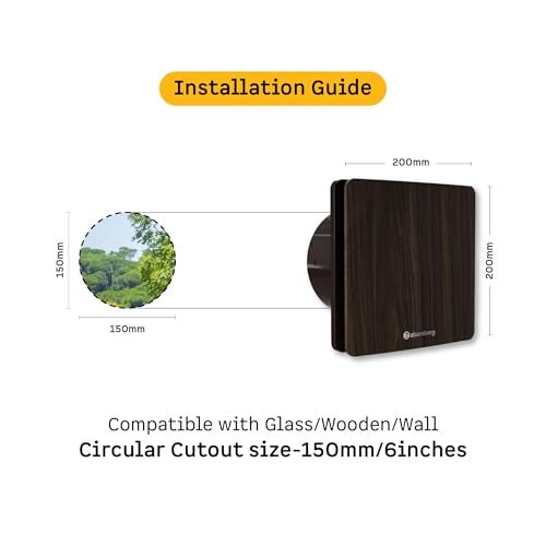 atomberg Studio Exhaust Fan 150mm (6 Inches) | BLDC Motor | 6.8W| Low Noise | 2000 RPM| Ideal for Bathroom,Kitchen | Easy to Clean | Installation-Round Cut (153mm) | 2 Years Warranty | Dark Wood - Image 5