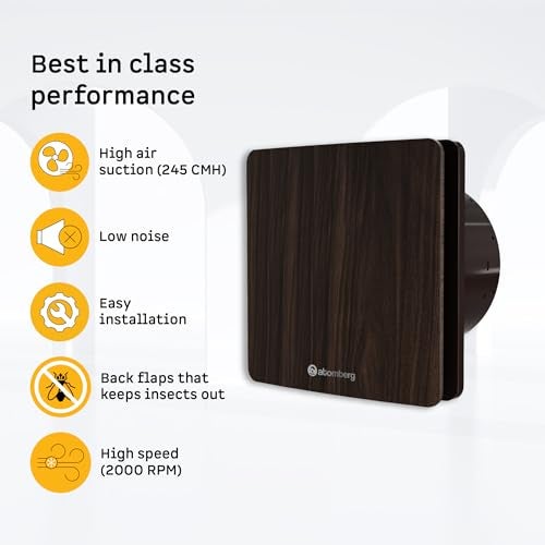 atomberg Studio Exhaust Fan 150mm (6 Inches) | BLDC Motor | 6.8W| Low Noise | 2000 RPM| Ideal for Bathroom,Kitchen | Easy to Clean | Installation-Round Cut (153mm) | 2 Years Warranty | Dark Wood - Image 4