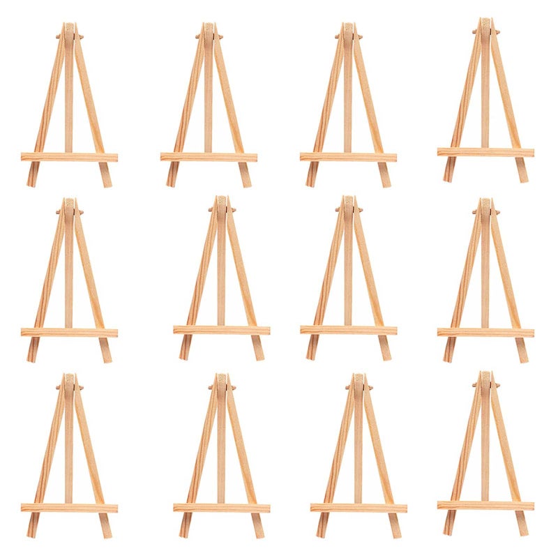 12 x Wood Mini Easel Triangle Frame Wedding Table Card Stand Display Holder Children Painting Craft Artist Supplies