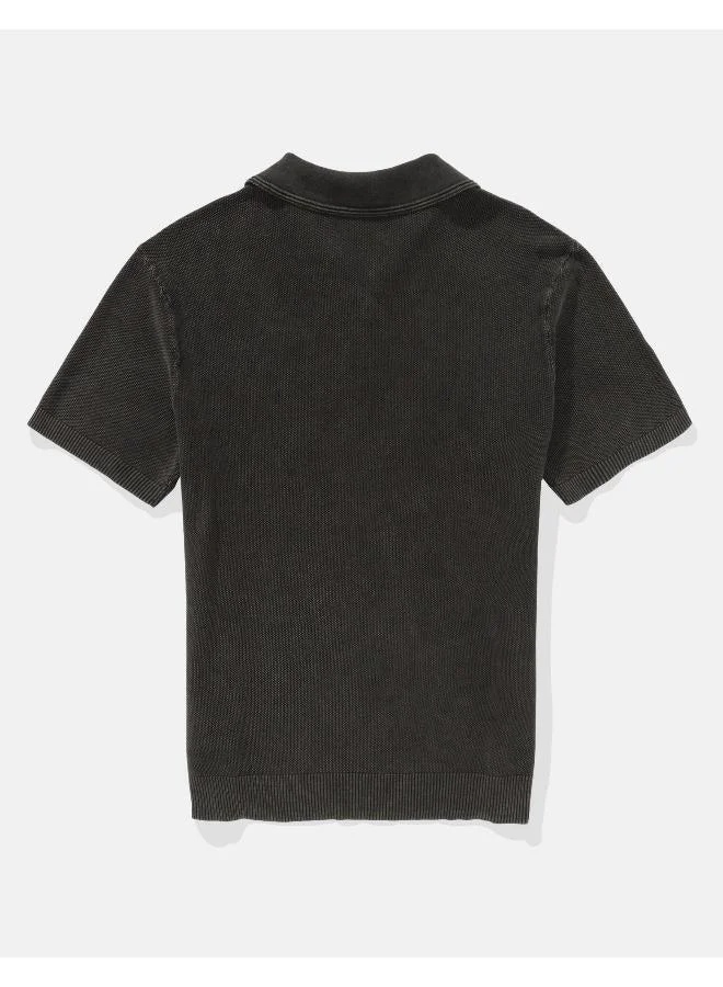 American Eagle AE Washed Sweater Polo Shirt
