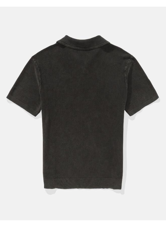 American Eagle AE Washed Sweater Polo Shirt - Image 2