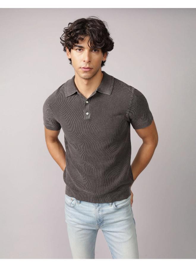 American Eagle AE Washed Sweater Polo Shirt - Image 1
