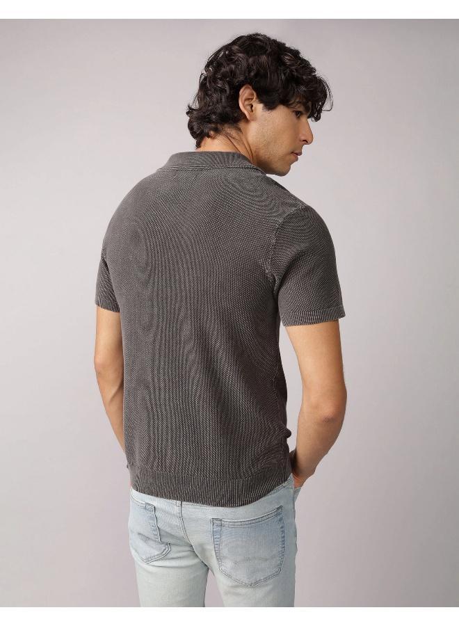 American Eagle AE Washed Sweater Polo Shirt - Image 4