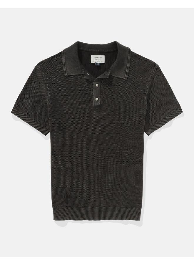 American Eagle AE Washed Sweater Polo Shirt - Image 3